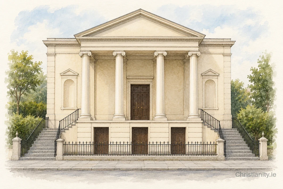 Watercolour and ink illustration of Adelaide Road Presbyterian Church