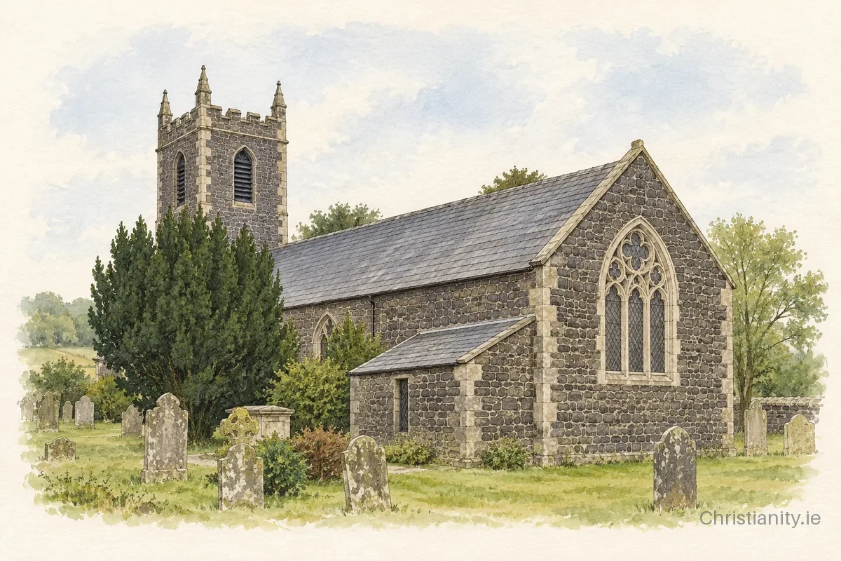 Watercolour and ink illustration of Aghadowey St Guaire
