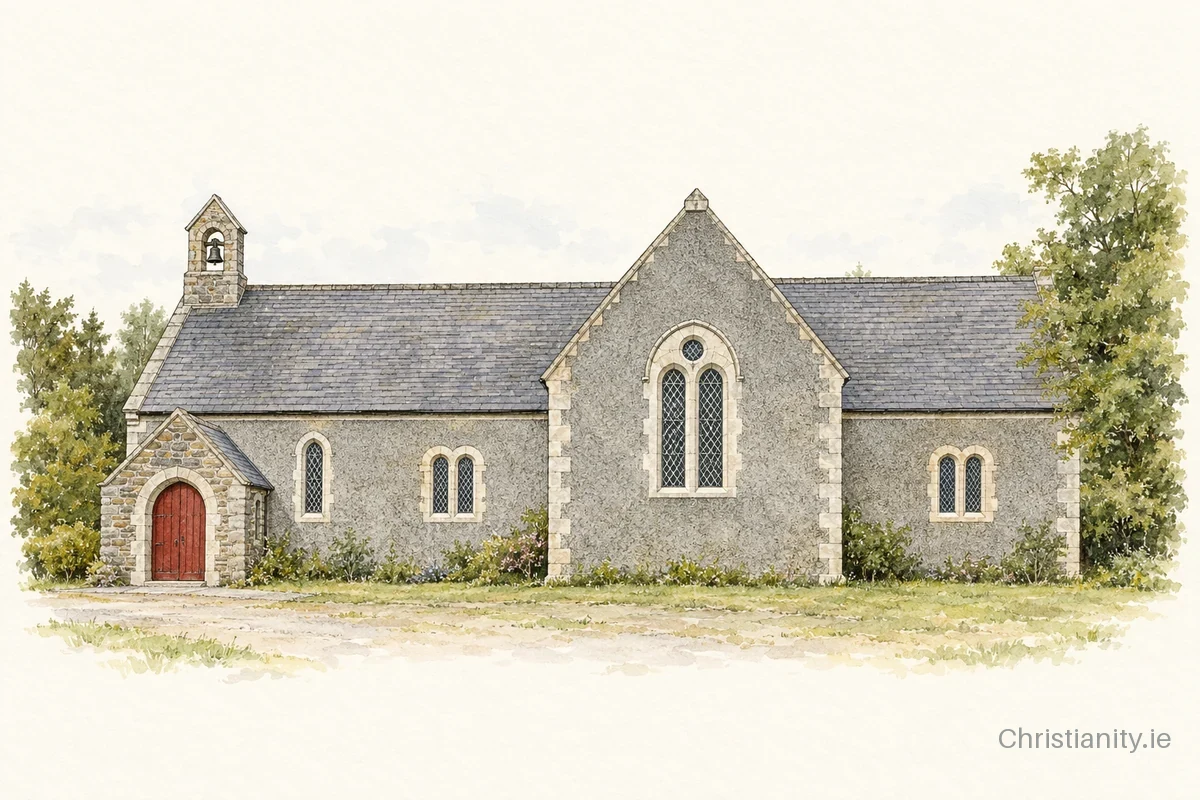 Watercolour and ink illustration of Aghadown St Matthew (Church Cross)