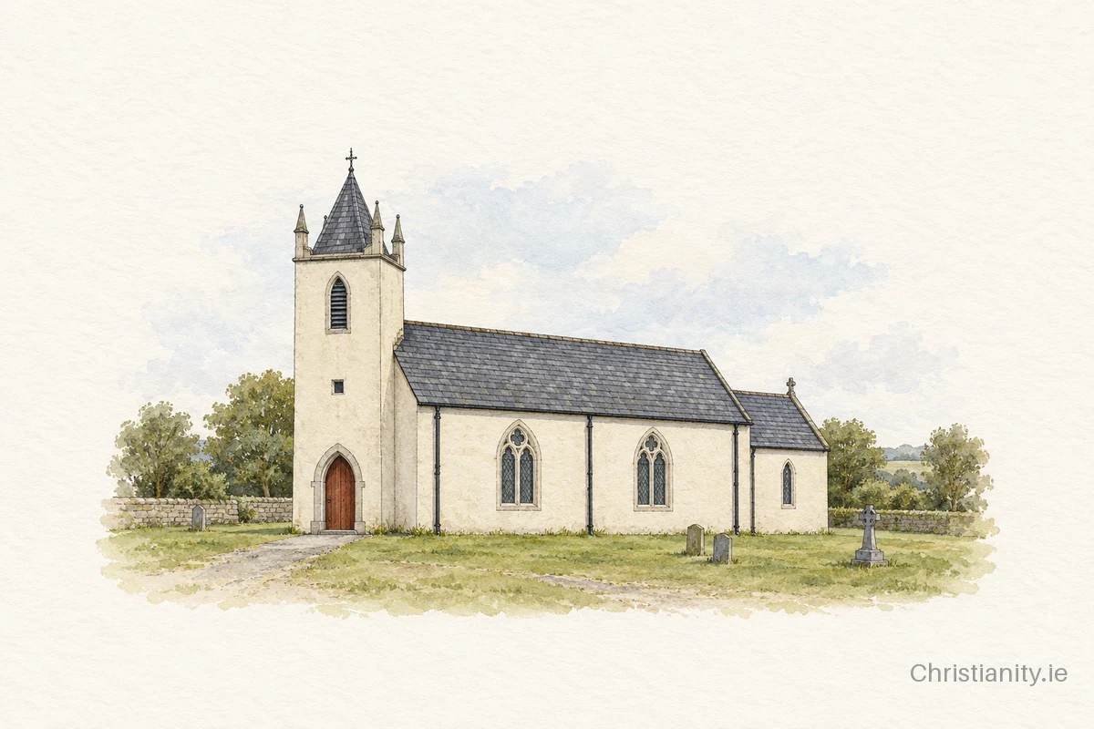 Watercolour and ink illustration of Aghalee Holy Trinity (Soldierstown)