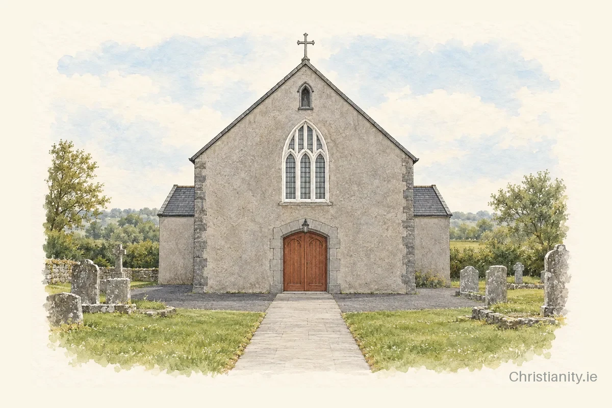 Watercolour and ink illustration of All Saints Church, Newtown