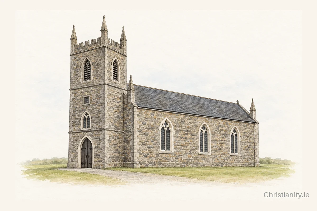 Watercolour and ink illustration of Annaduff West St Ann (Drumsna)