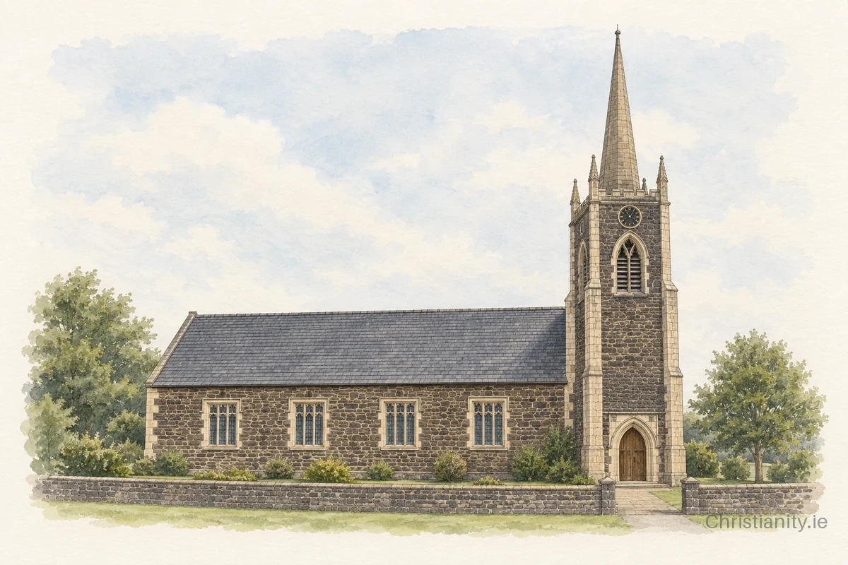 Watercolour and ink illustration of Antrim (Antrim All Saints)
