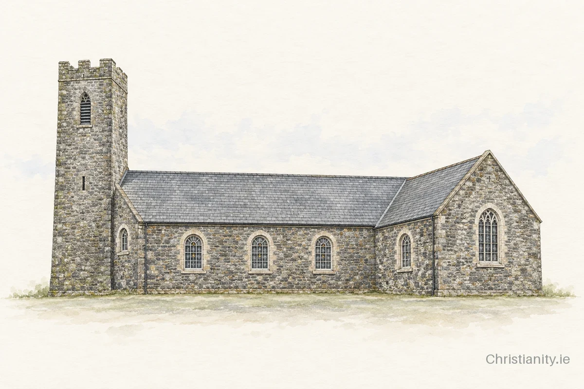 Watercolour and ink illustration of Athboy St James
