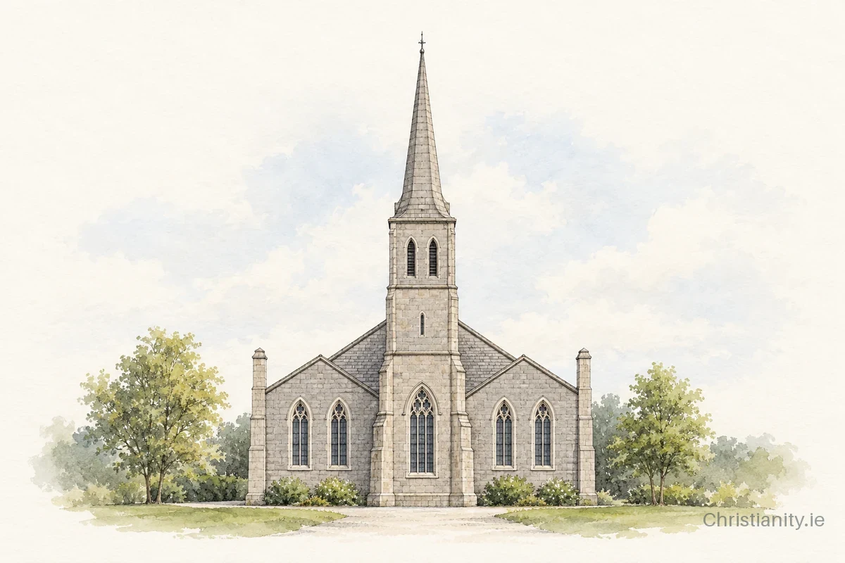 Watercolour and ink illustration of Athy St Michael