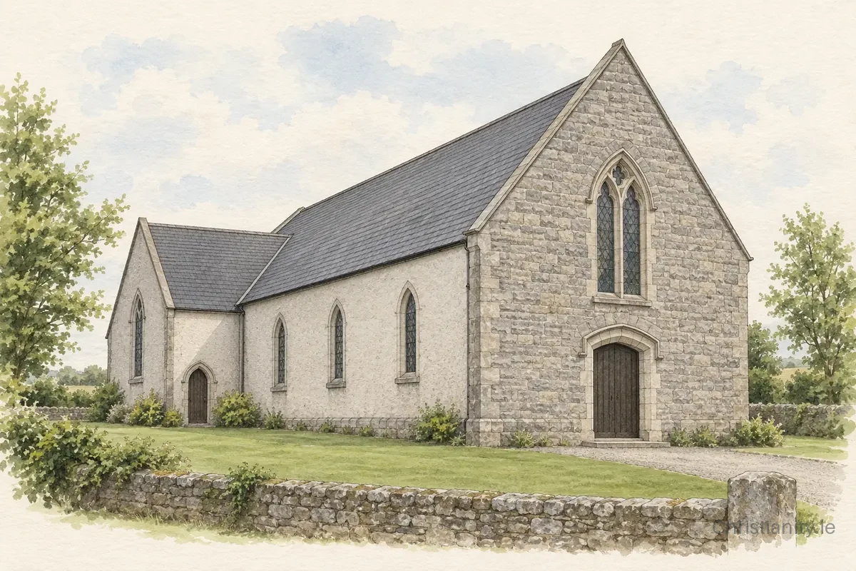Watercolour and ink illustration of Ballybrown Church (St Joseph)