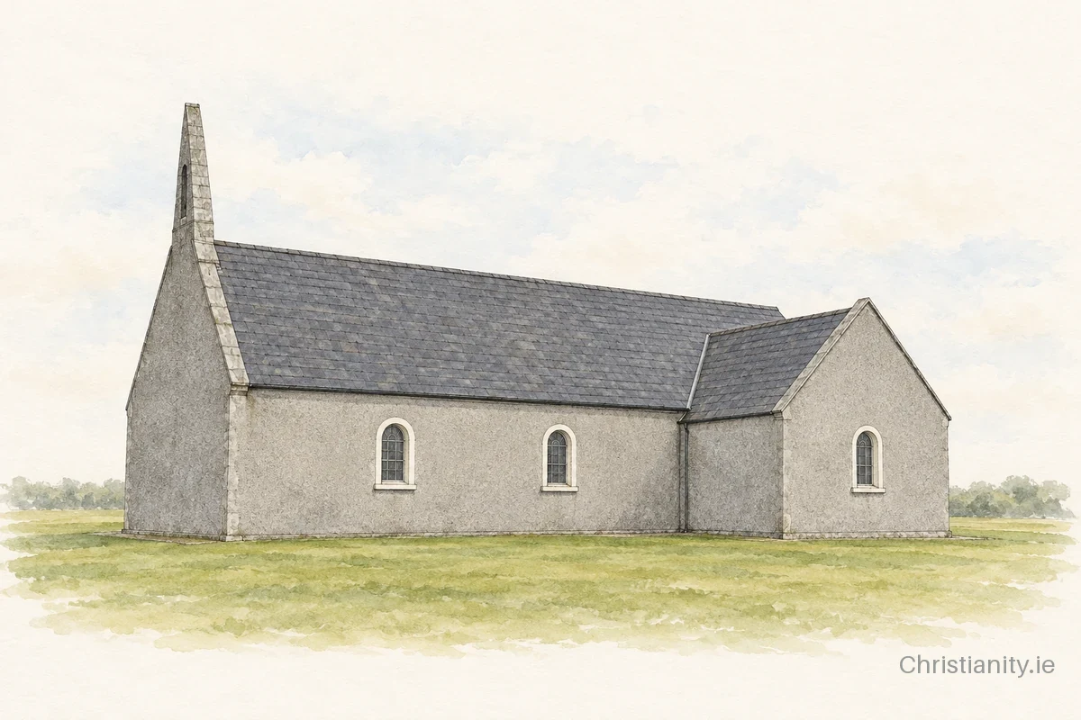 Watercolour and ink illustration of Ballycanew St Mogue