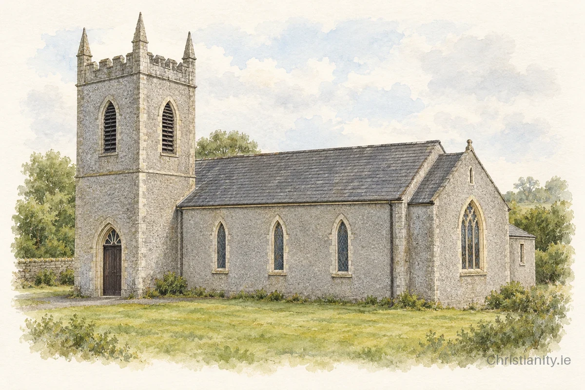 Watercolour and ink illustration of Ballymachugh St Paul