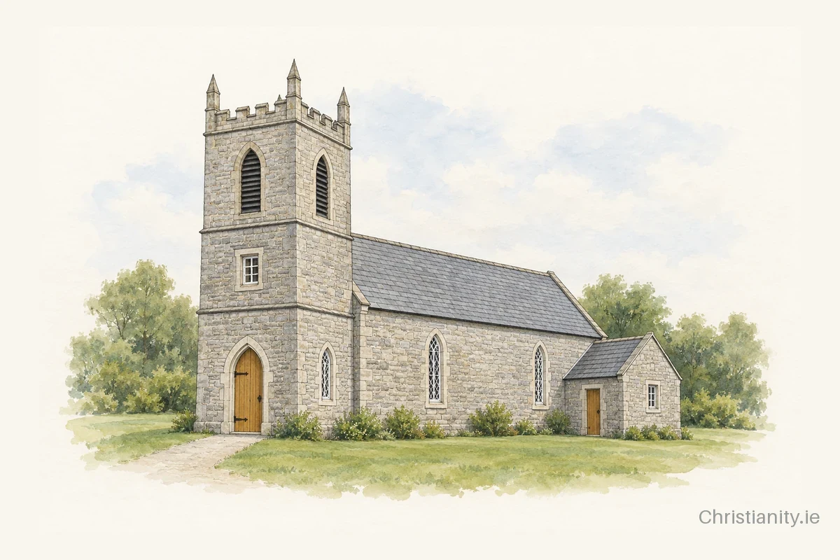 Watercolour and ink illustration of Ballymacormack