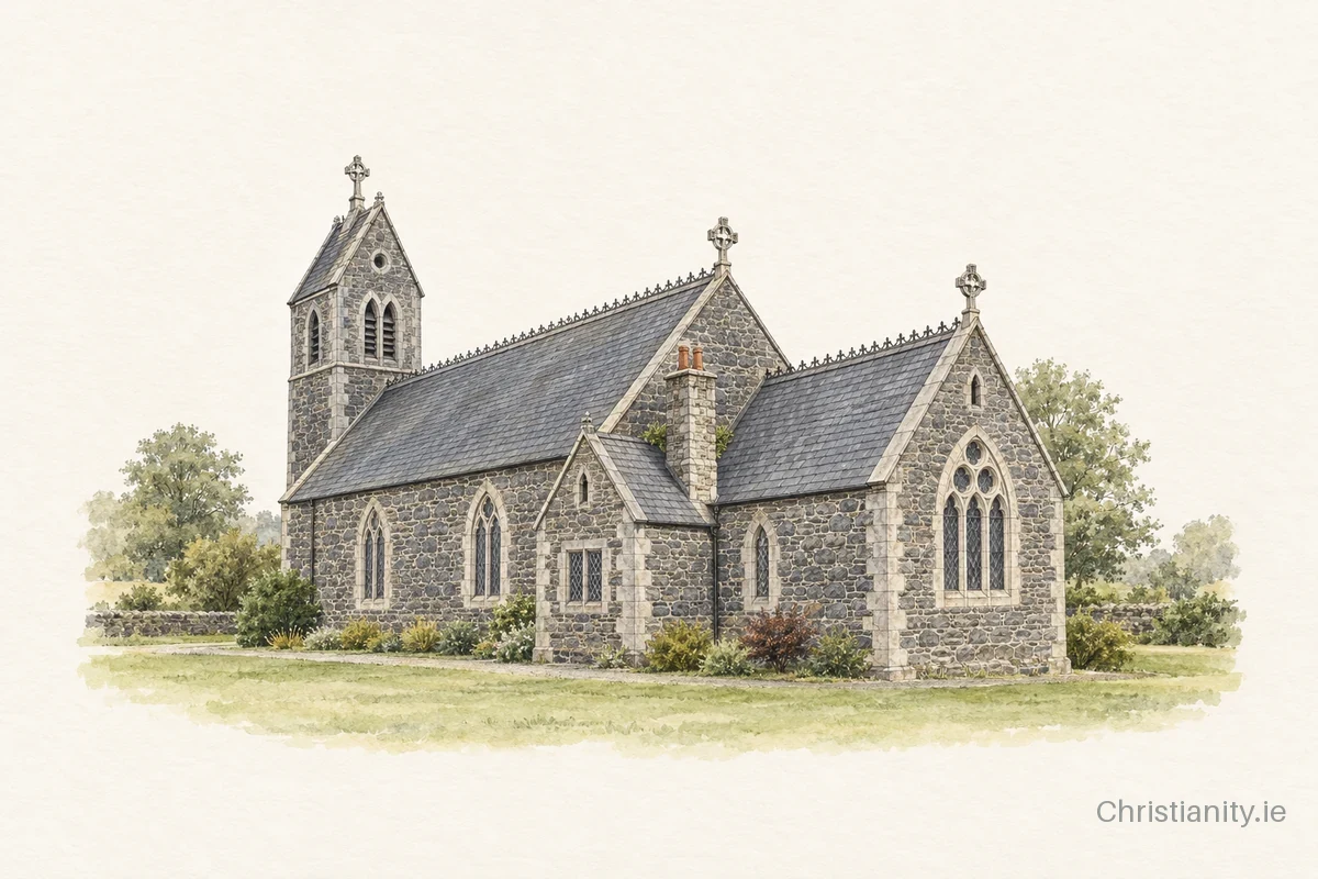 Watercolour and ink illustration of Ballymoyer St Luke