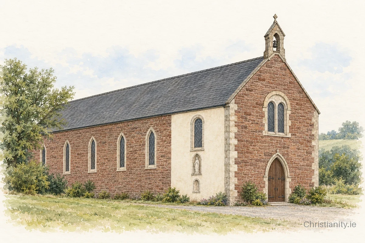 Watercolour and ink illustration of Ballynoe Church (St. Catherine's)