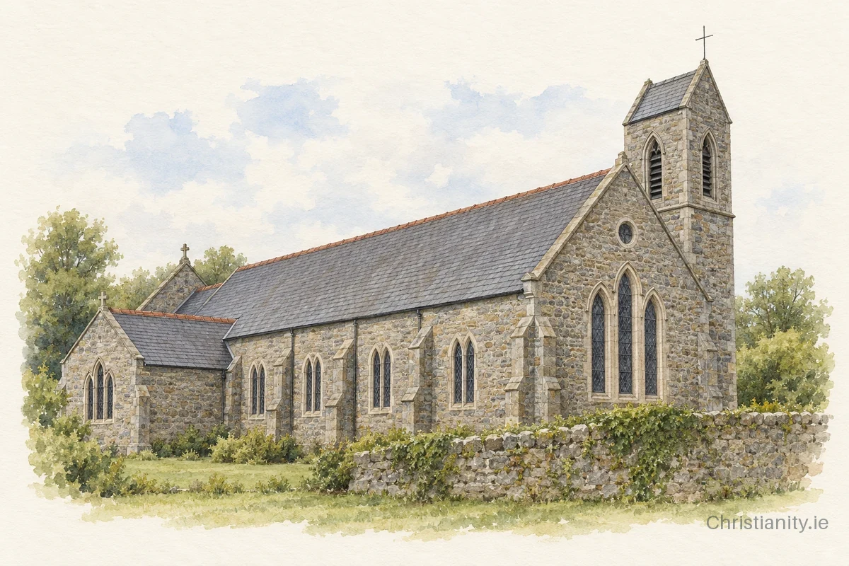 Watercolour and ink illustration of Baltinglass St Mary
