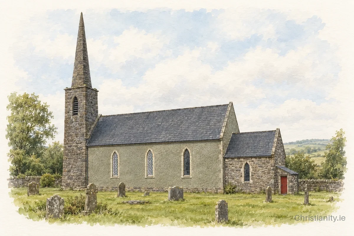 Watercolour and ink illustration of Banagher (Rallagh)