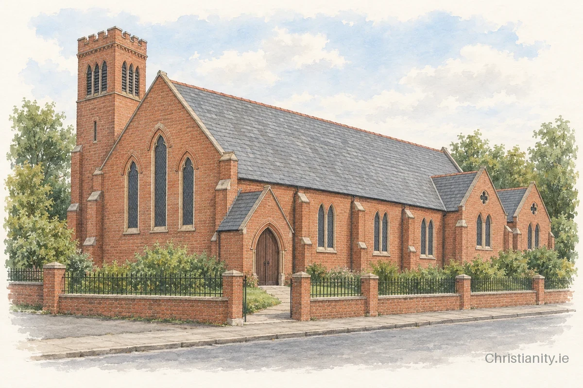 Watercolour and ink illustration of Belfast St Aidan
