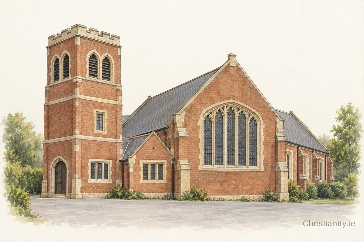 Watercolour and ink illustration of Belfast St Clement