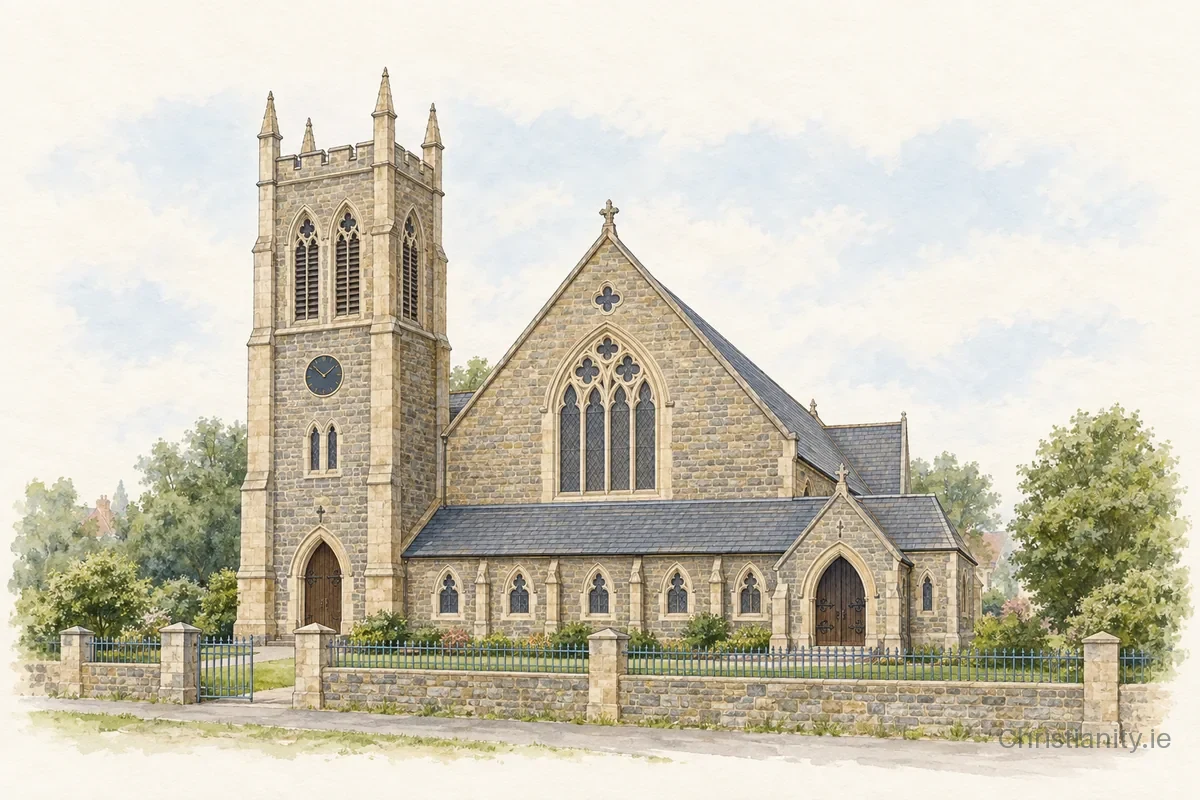 Watercolour and ink illustration of Belfast St Donard (Bloomfield)