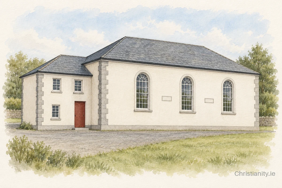 Watercolour and ink illustration of Bellasis Presbyterian Church
