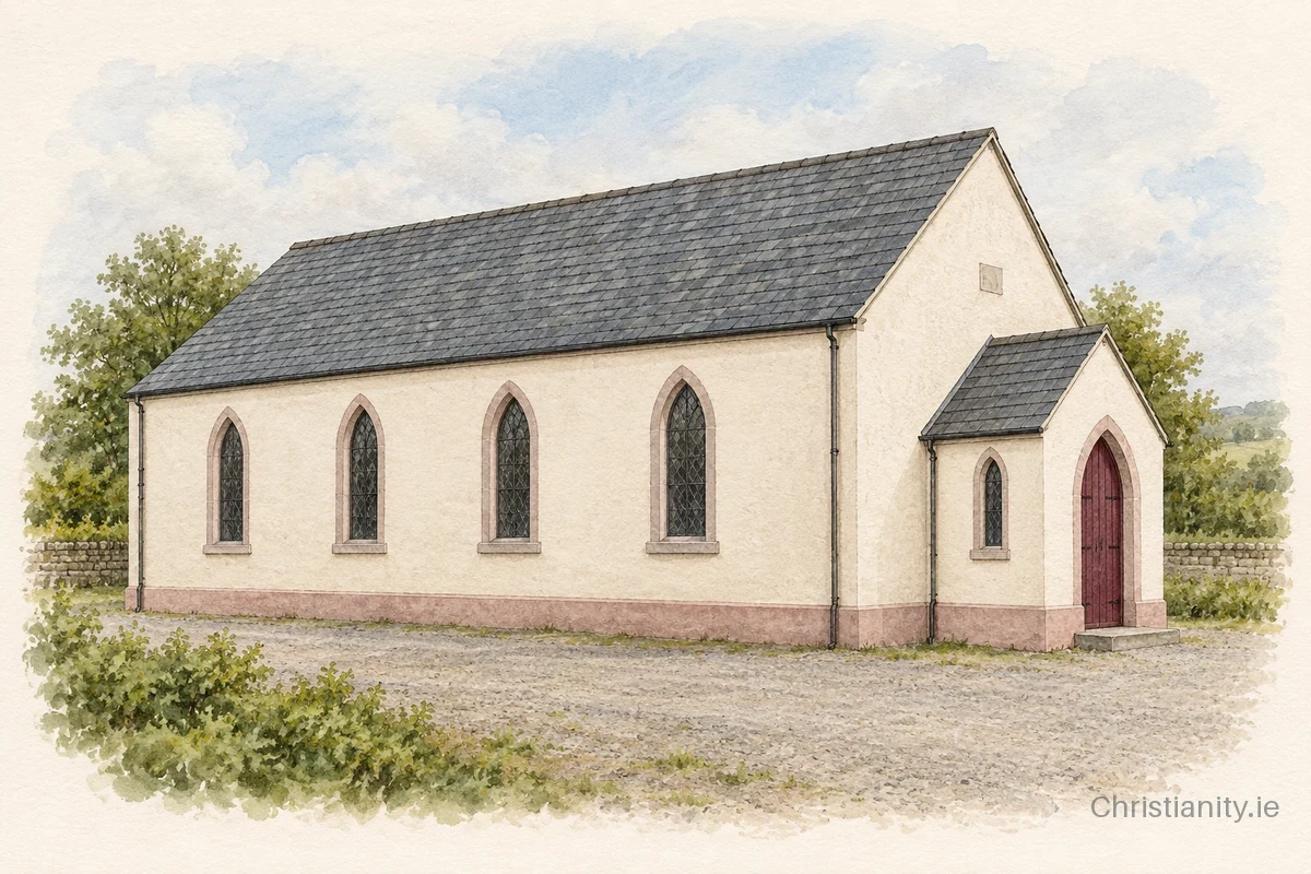 Watercolour and ink illustration of Blacklion Methodist Church