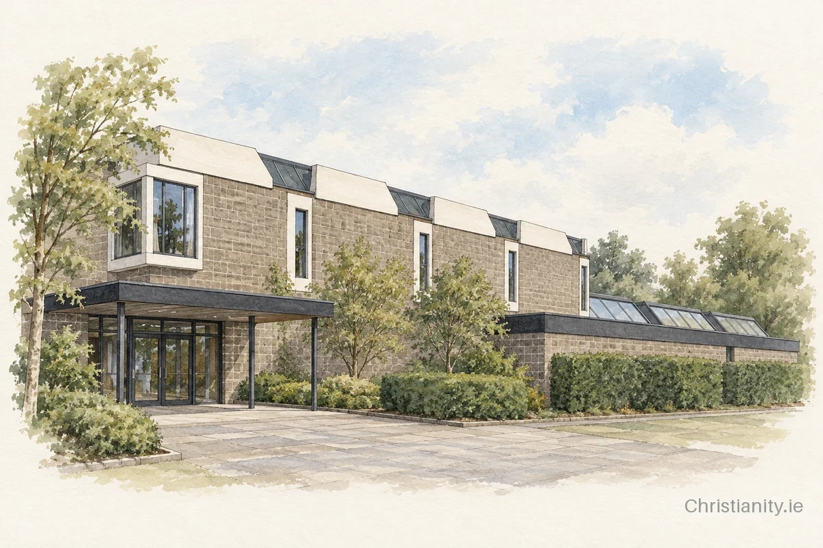 Watercolour and ink illustration of Blackrock Community Church