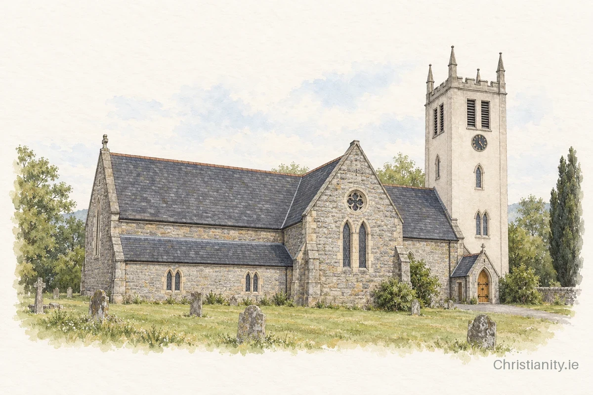 Watercolour and ink illustration of Blessington St Mary