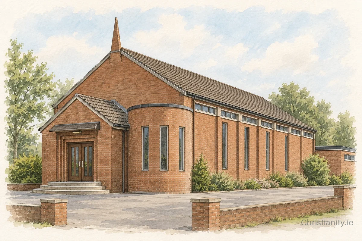 Watercolour and ink illustration of Bloomfield Methodist Church