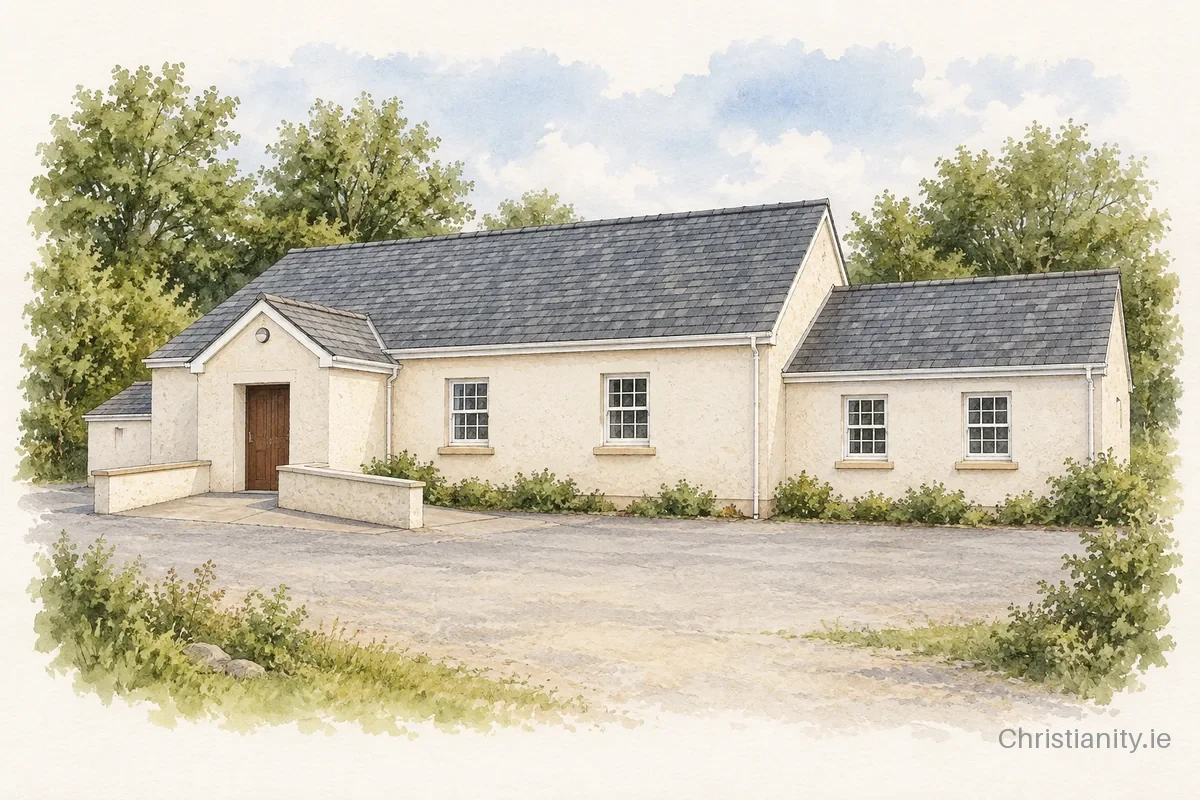 Watercolour and ink illustration of Cairndaisy Baptist Church