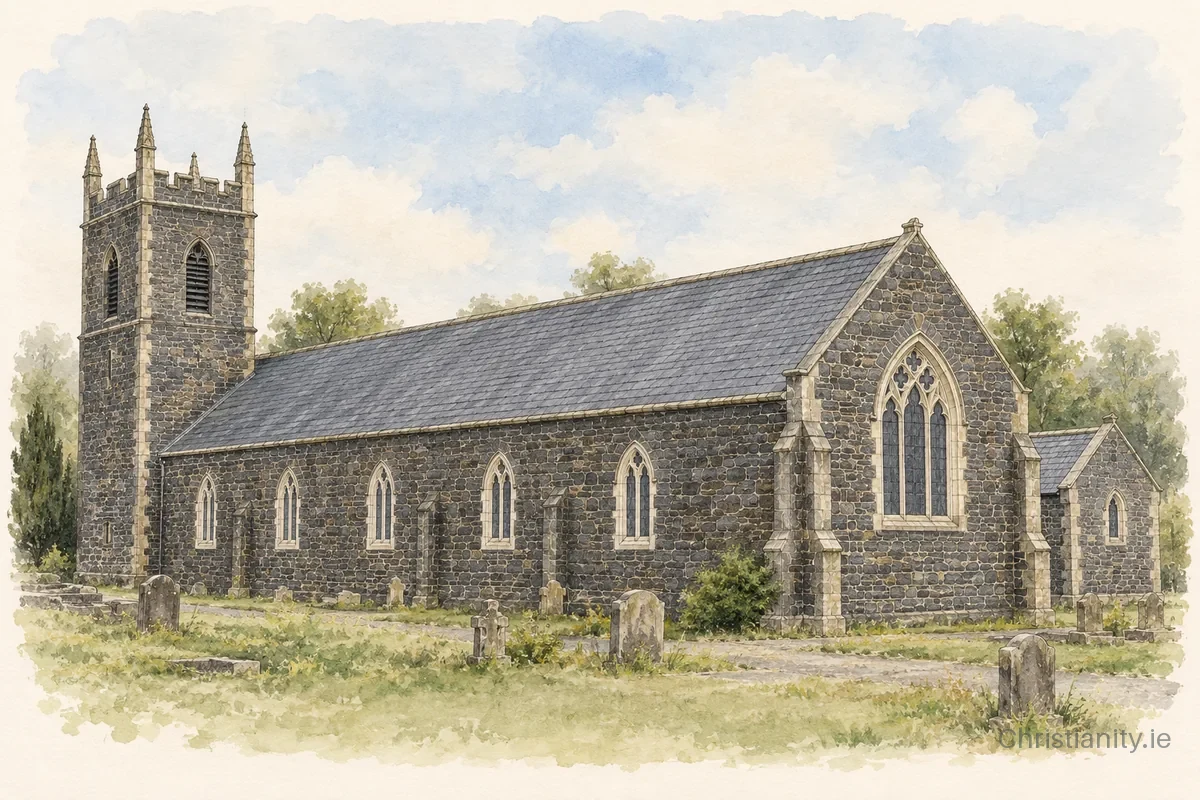 Watercolour and ink illustration of Camus-Juxta-Bann St Mary (Macosquin)