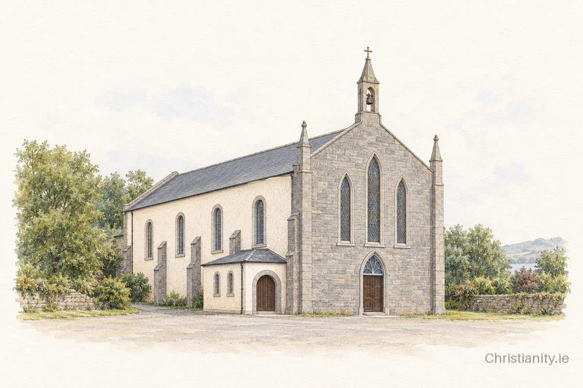 Watercolour and ink illustration of Carmelite Friary, Kinsale