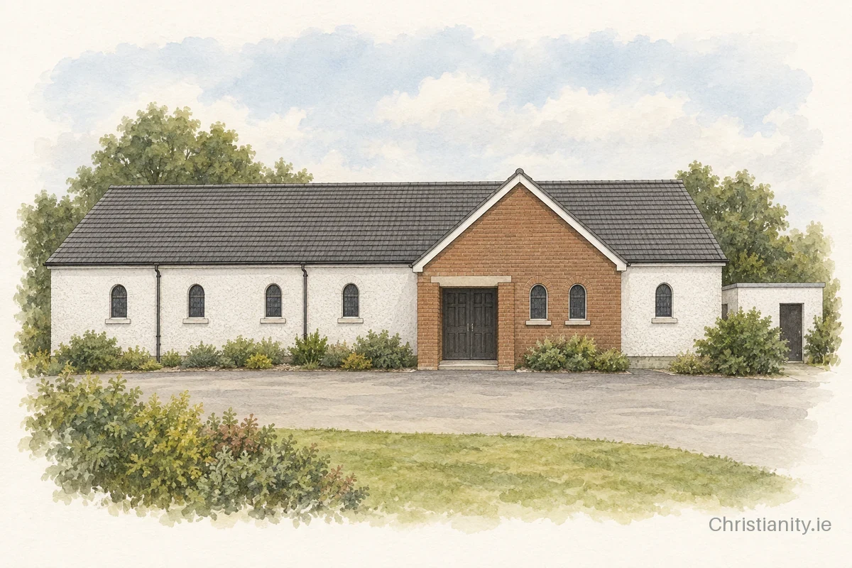 Watercolour and ink illustration of Carrickfergus Free Presbyterian Church