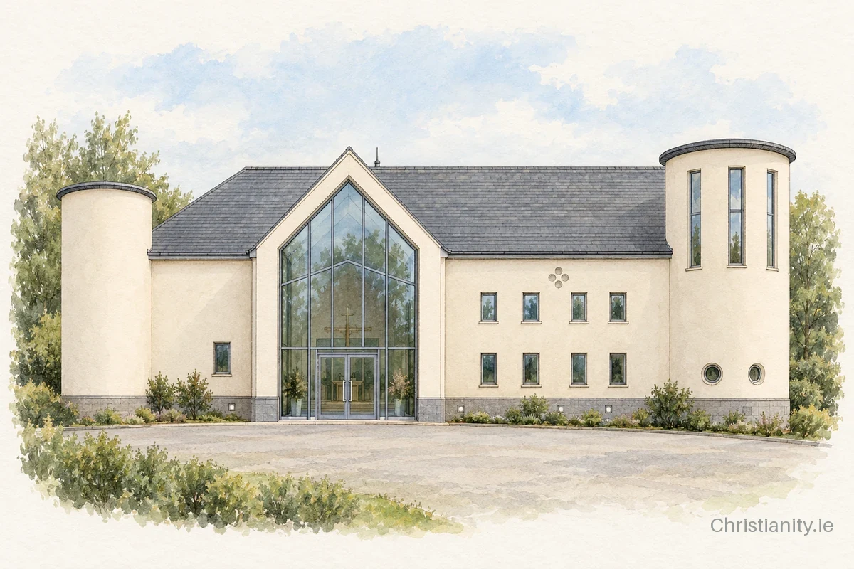 Watercolour and ink illustration of Carrickfergus Methodist Church
