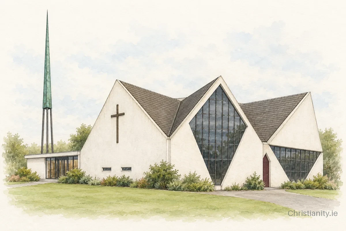 Watercolour and ink illustration of Carryduff St Ignatius