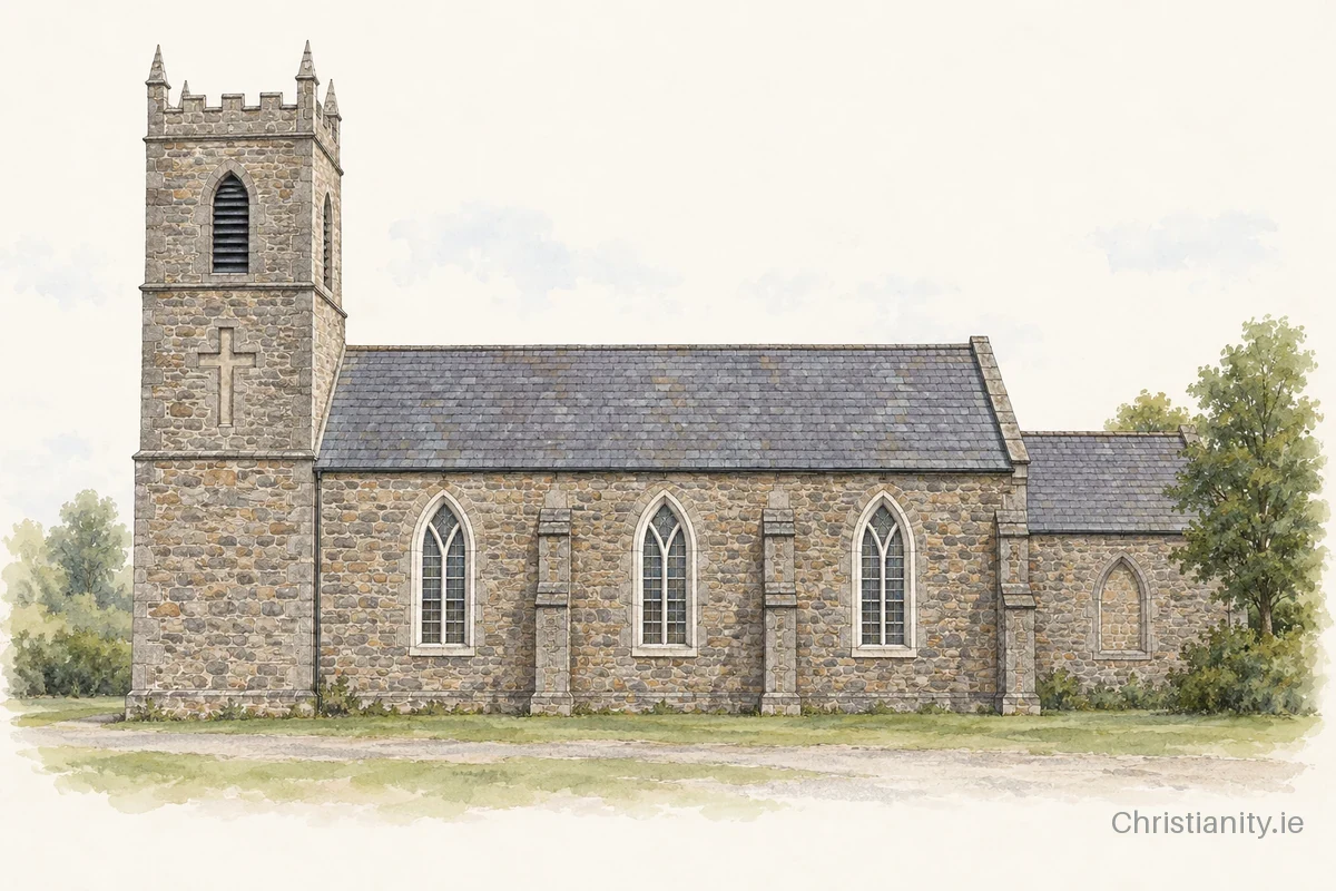 Watercolour and ink illustration of Castleventry (Ballinavar)