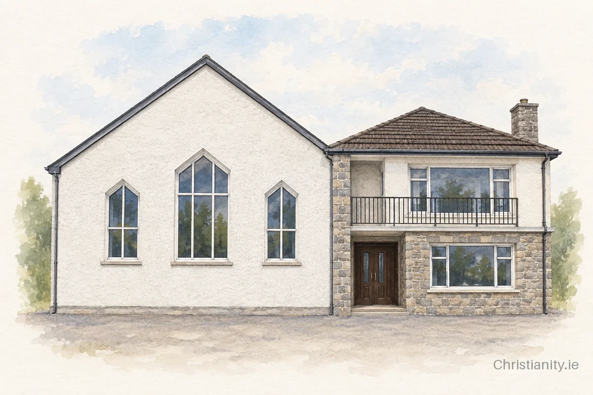 Watercolour and ink illustration of Cavan Baptist Church