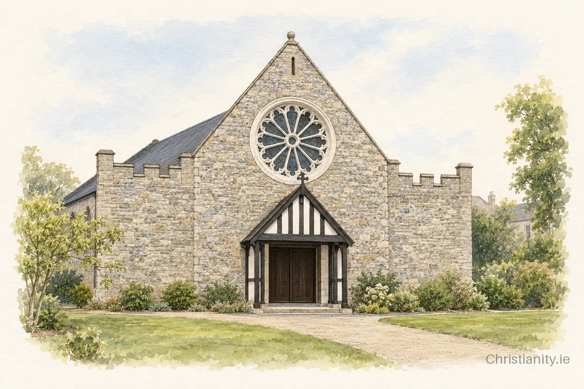 Watercolour and ink illustration of Christ Church, Sandymount