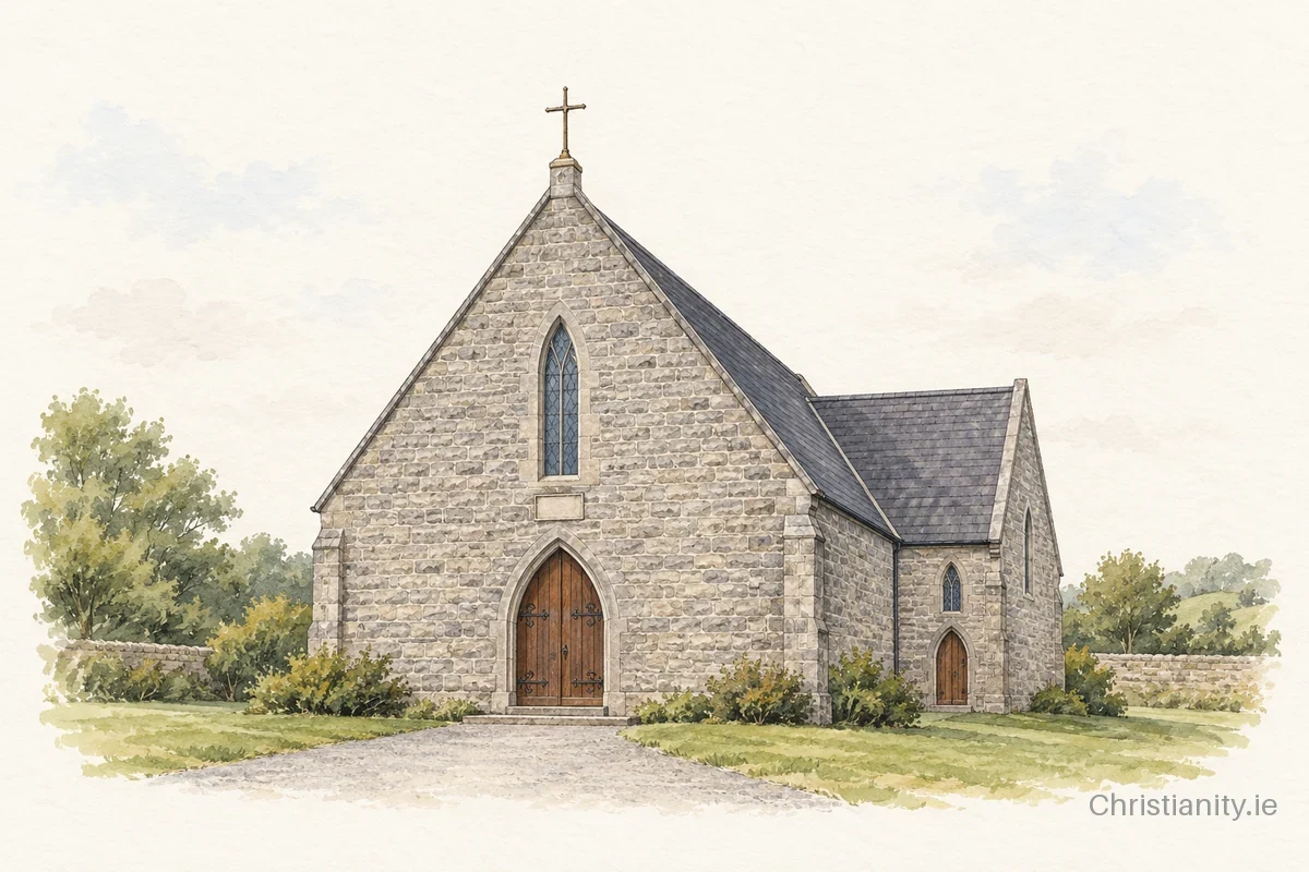 Watercolour and ink illustration of Christ the King, Ballycorick