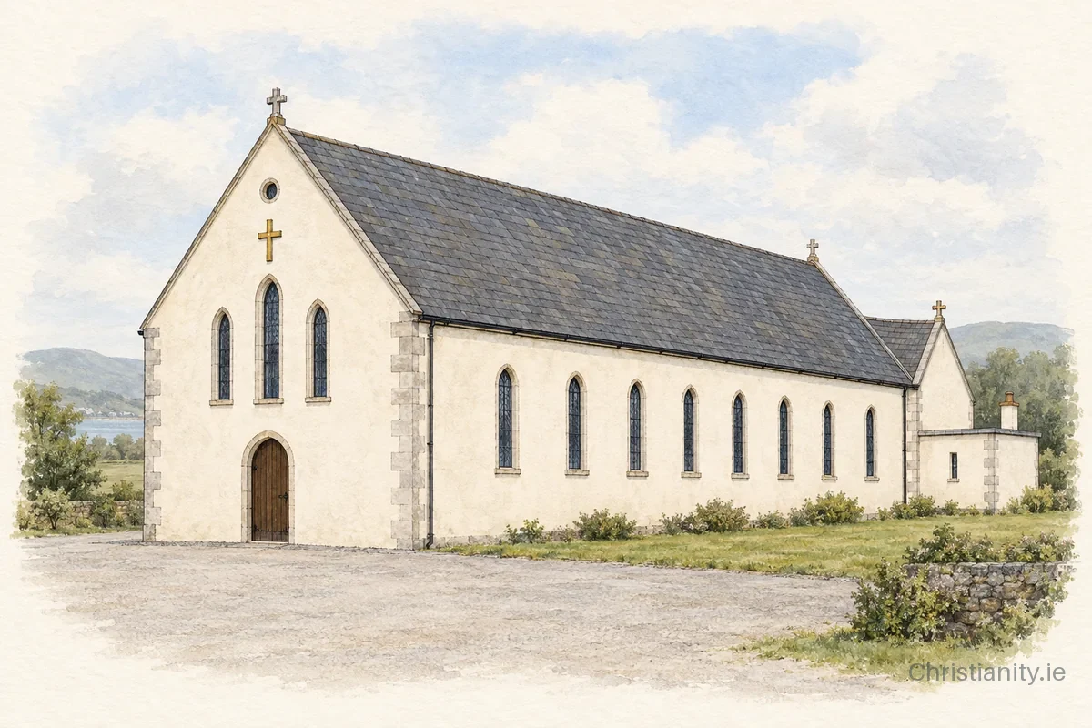 Watercolour and ink illustration of Christ the King Church
