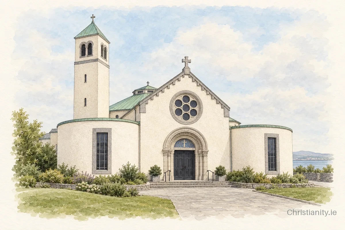 Watercolour and ink illustration of Christ the King Church