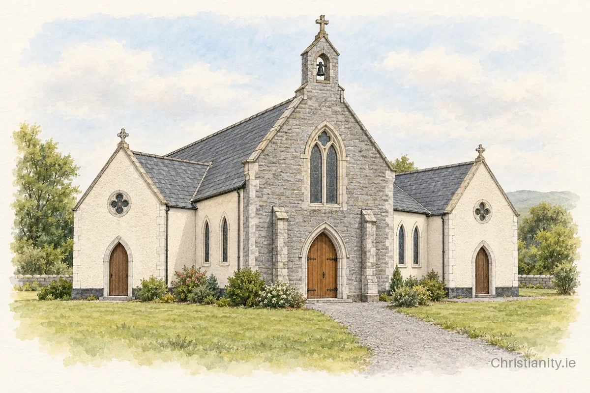 Watercolour and ink illustration of Church of All Saints, Killasser