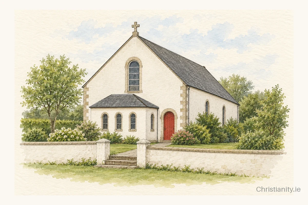 Watercolour and ink illustration of Church of All Saints, Killeen