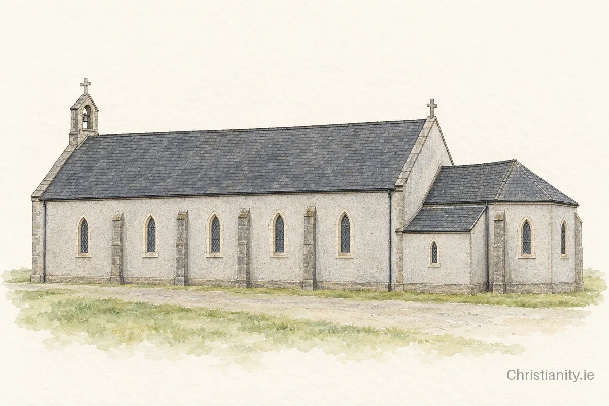 Watercolour and ink illustration of Church of Assumption