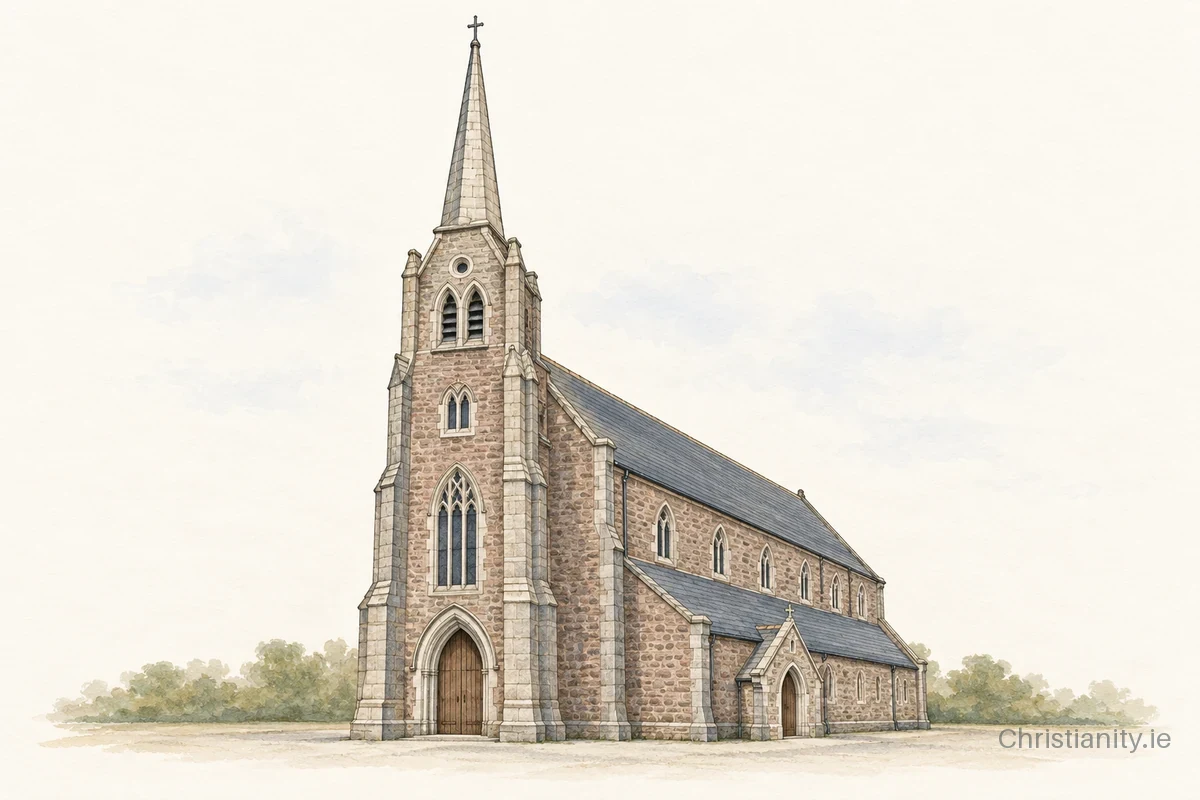 Watercolour and ink illustration of Church of Assumption