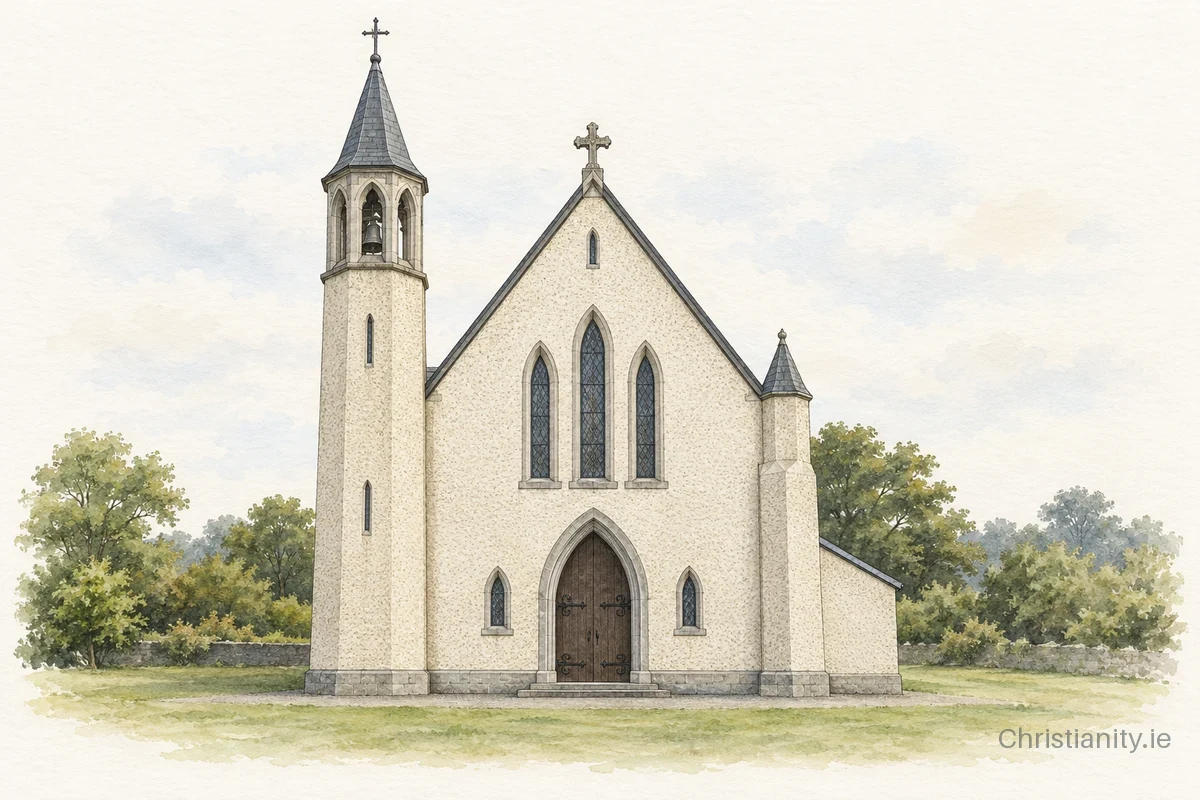 Watercolour and ink illustration of Church of Christ the King