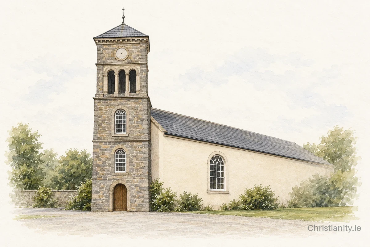 Watercolour and ink illustration of Church of Friary