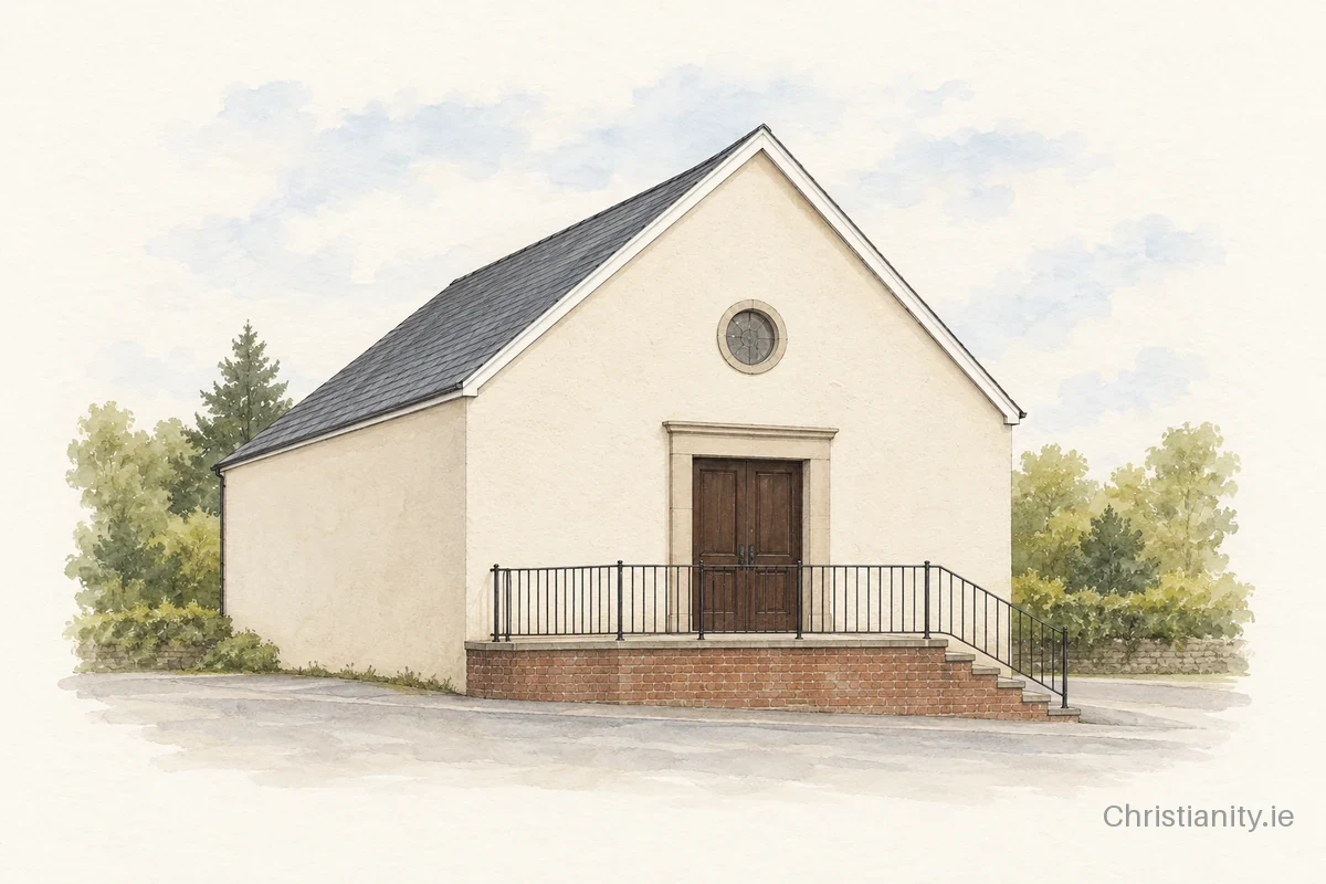 Watercolour and ink illustration of Church of God, Armagh