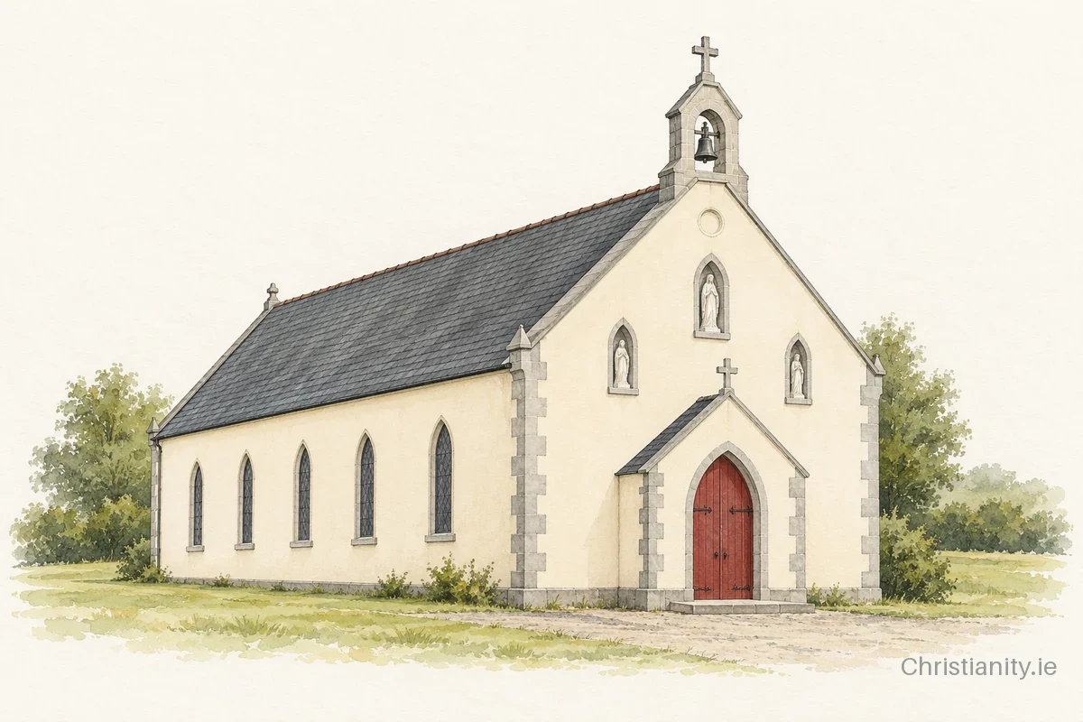 Watercolour and ink illustration of Church of Immaculate Conception