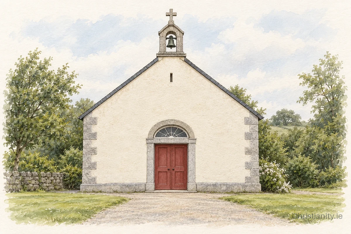 Watercolour and ink illustration of Church of Immaculate Conception