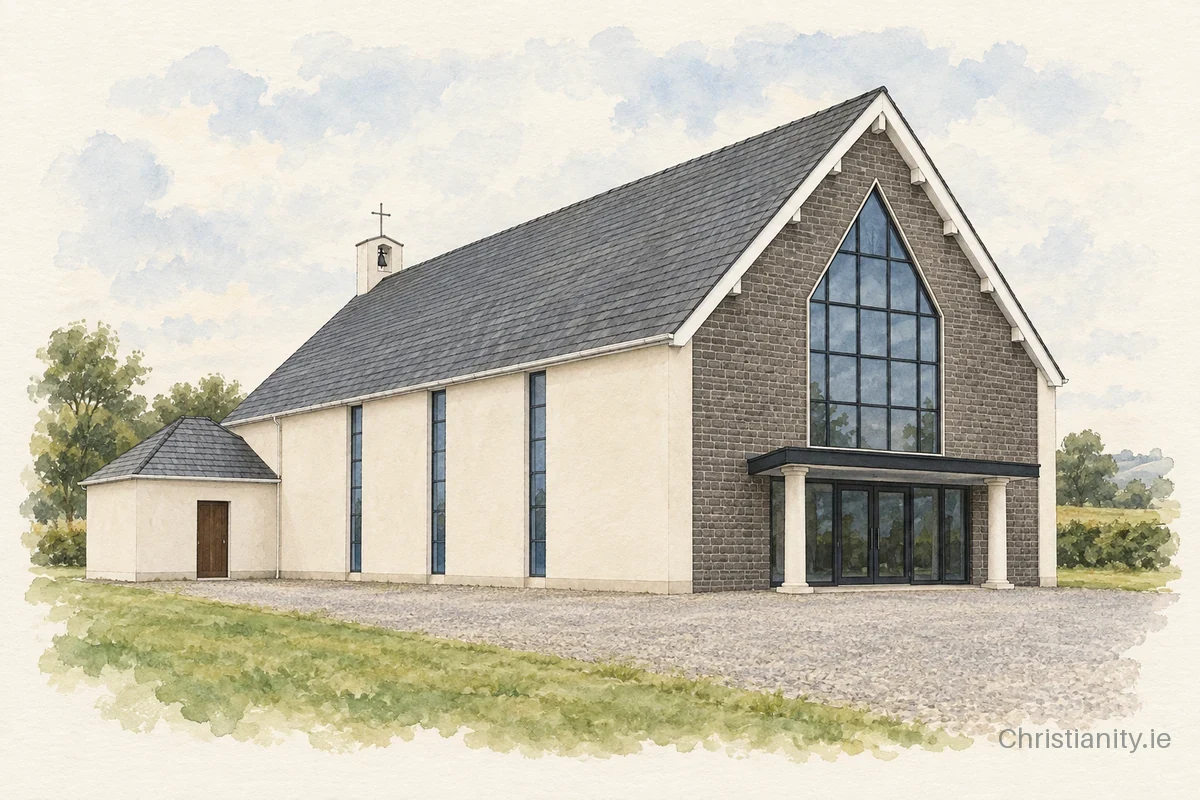 Watercolour and ink illustration of Church of Little Cullenstown/Assumption