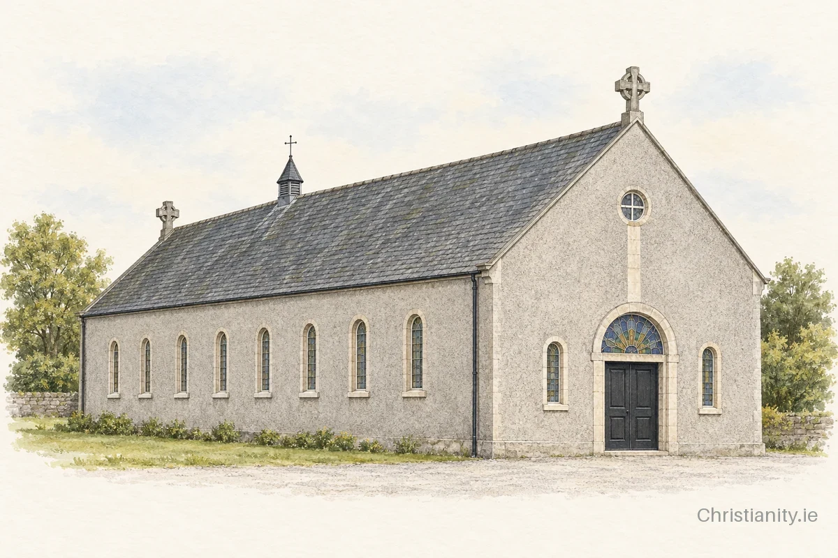 Watercolour and ink illustration of Church of Mary Immaculate