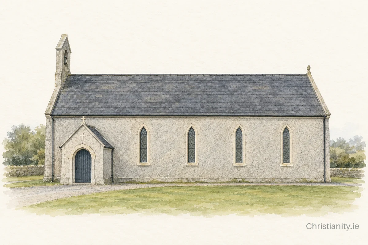 Watercolour and ink illustration of Church of Most Holy Trinity