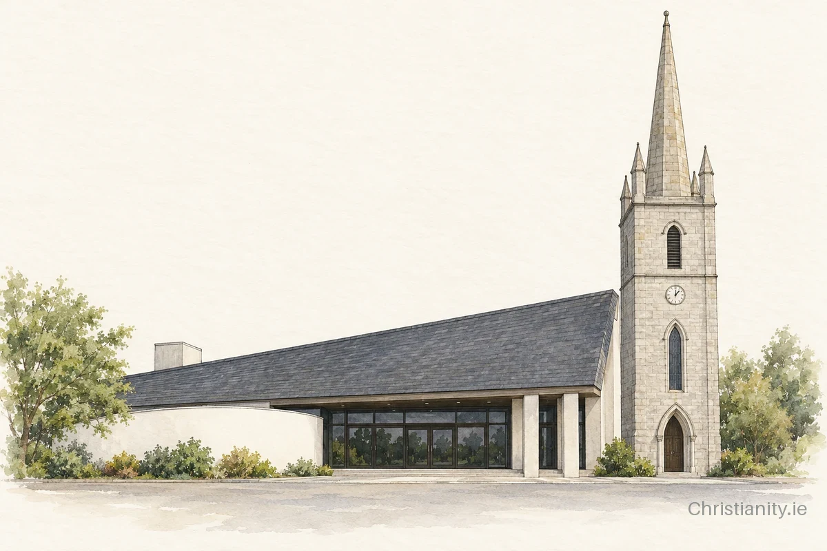 Watercolour and ink illustration of Church of Our Lady Conceived Without Sin